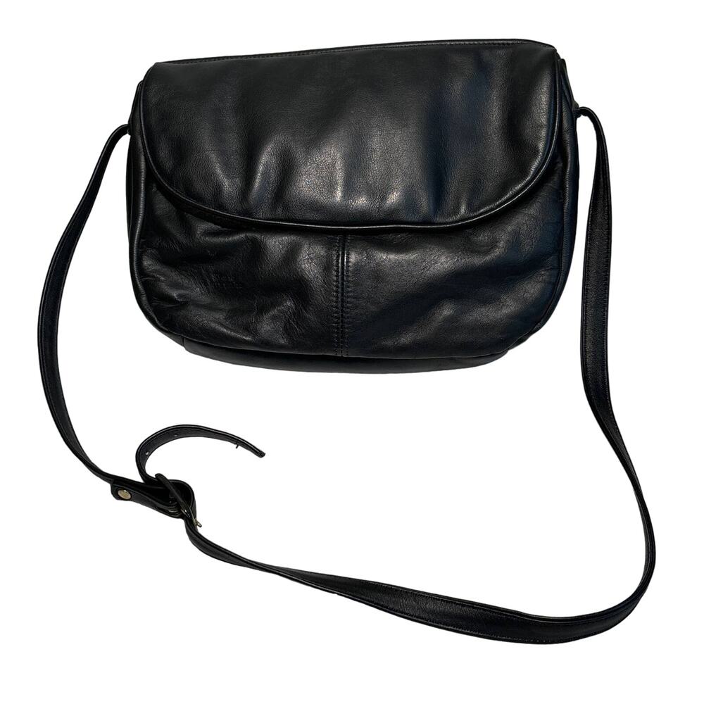 Stone Mountain Black Leather Crossbody Bag